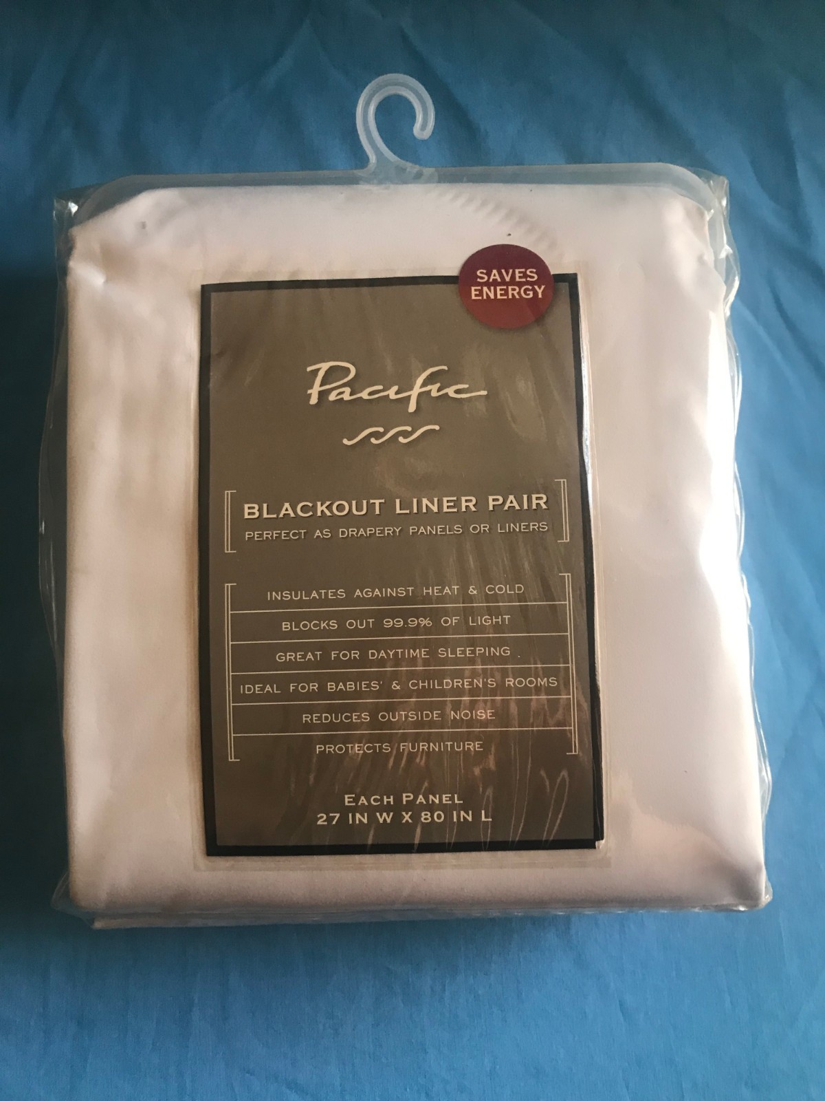 2 New Pacific 27″ W X 80” L White Blackout Curtain Liners (2 Panels Total)