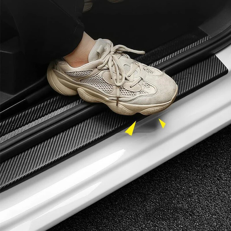 Anti Scratch Car Door Sill Protector Stickers Nano Carbon Fiber DIY Paste Strip