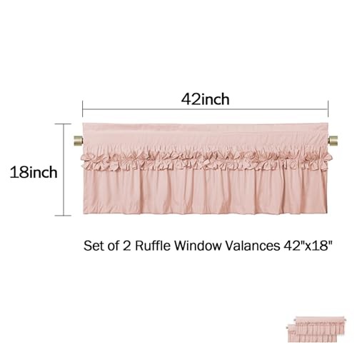 2 Pack Pink Ruffle Window Valances – Handcrafted 42″W x 18″L (Pack of 2) Peach