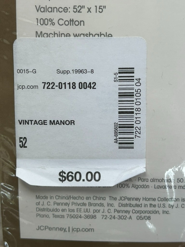 JCPenney Home Collection Quilted Embroidered Valance Vintage Manor 52×15 – Set