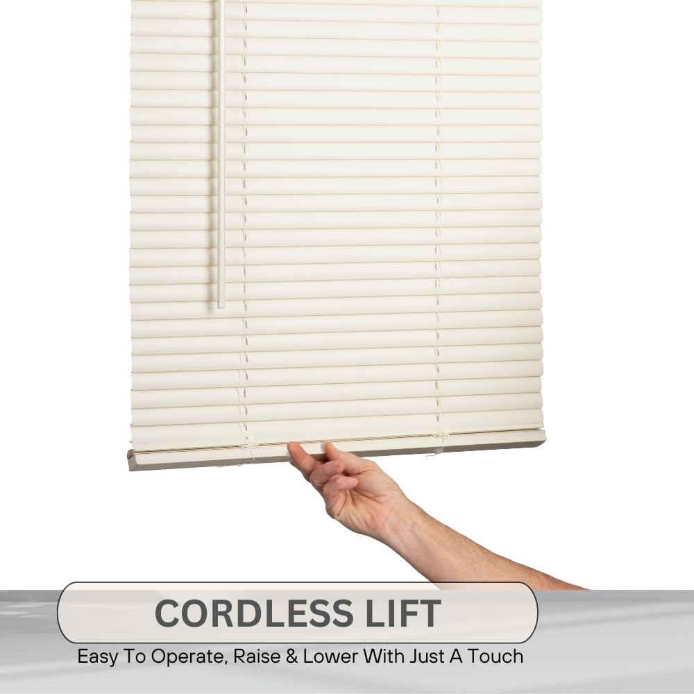 LOTUS & WINDOWARE Cordless Mini Blind, 1″ Vinyl Slats, 55″ Wide x 64″ Long – …