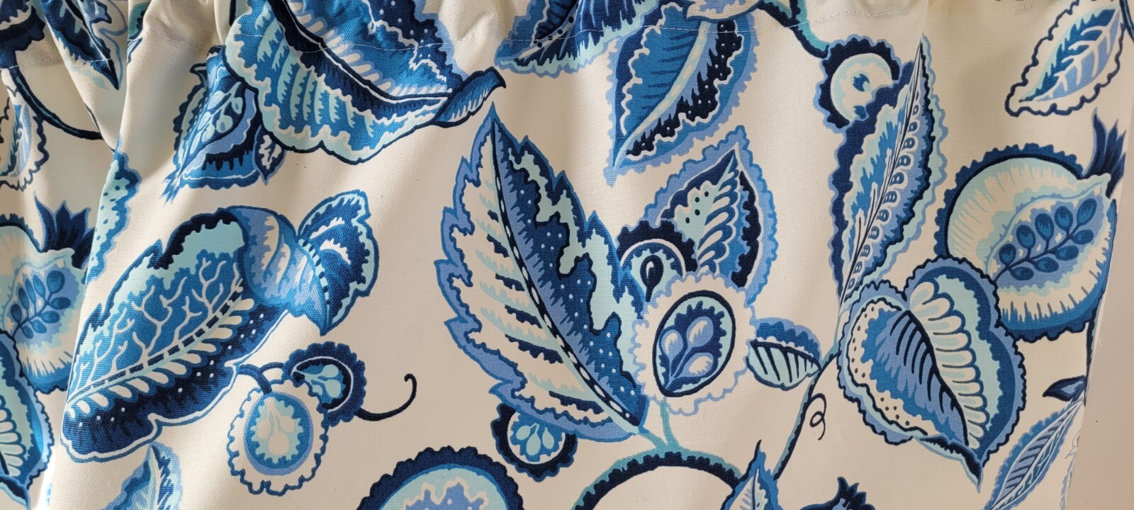 Blue and White Valance, Waverly Fantasy Fleur Valance Curtain