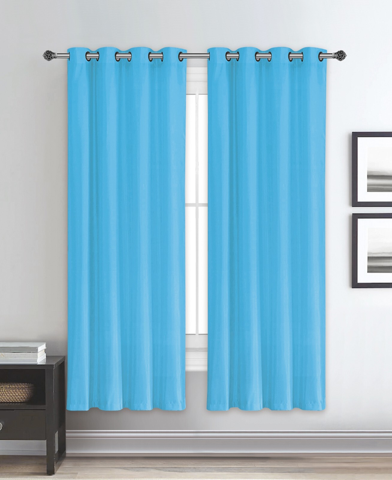 Two Panels Dupioni Breathable Fabric Grommet Top Window Curtains Drapes 281011