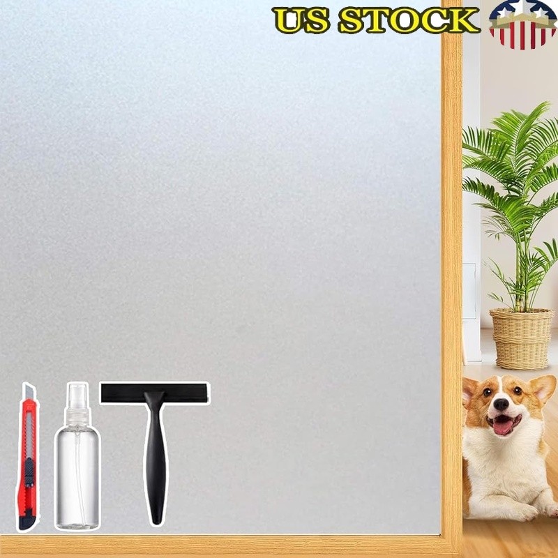 Window Privacy Film Static Cling UV Protection Easy Cut Reusable 17.5×78.7 Inch