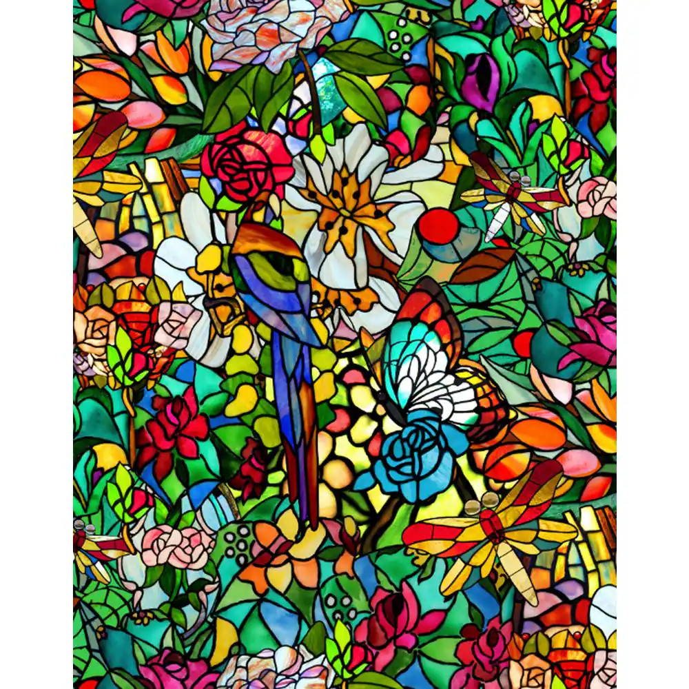 Tulia Also Known as Spring Chapel Stained Glass Multi-Color Self Adhesive Film