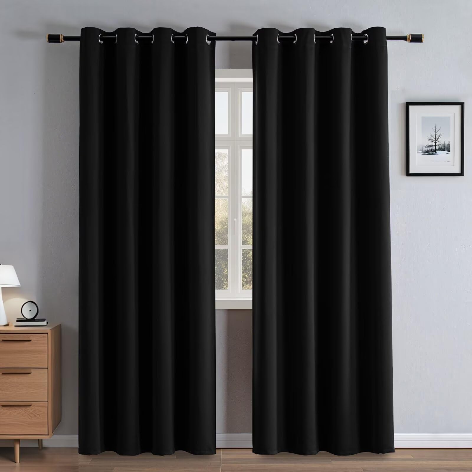 96 Inch Curtains for Bedroom, Blackout Curtains 96 Inches Long 2 Panel Set, T…