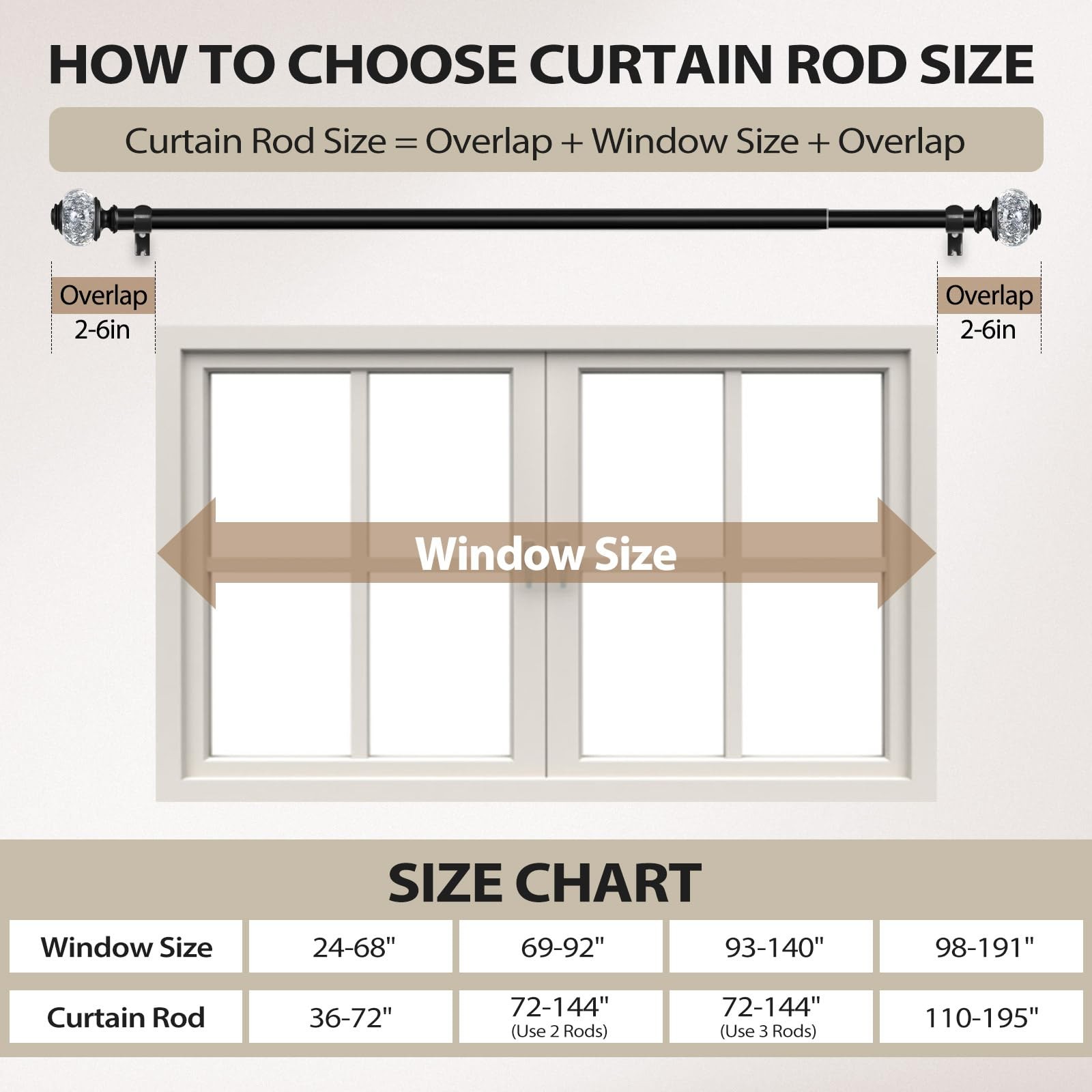 2 Pack Black Curtain Rods, 1 Inch Telescoping Drapery Rod 28 to 48 inch (2.3 …