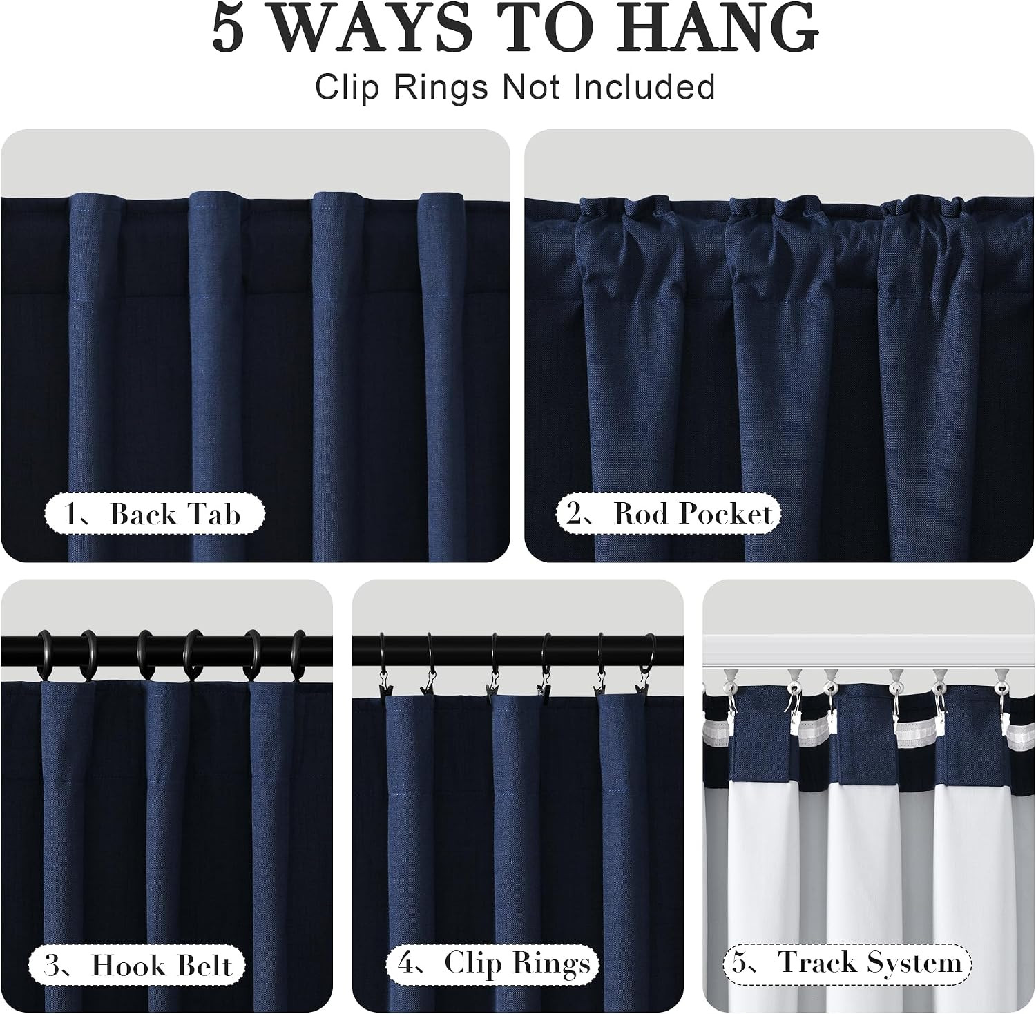 100% Blackout Extra Long Linen Curtains 120 Inches Long for Bedroom Black Out Cu
