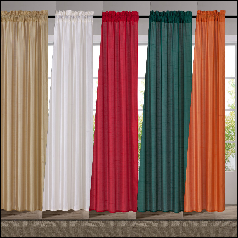 2PC SET VERSATILE FAUX SILK WINDOW CURTAIN TREATMENT ROD POCKET PANELS (MR2)95″