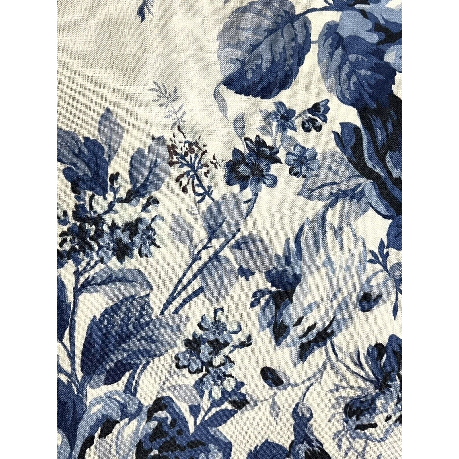 Laura Ashley Floral Blue White Roses Window Curtains 2 Panels 38×84” Joyce