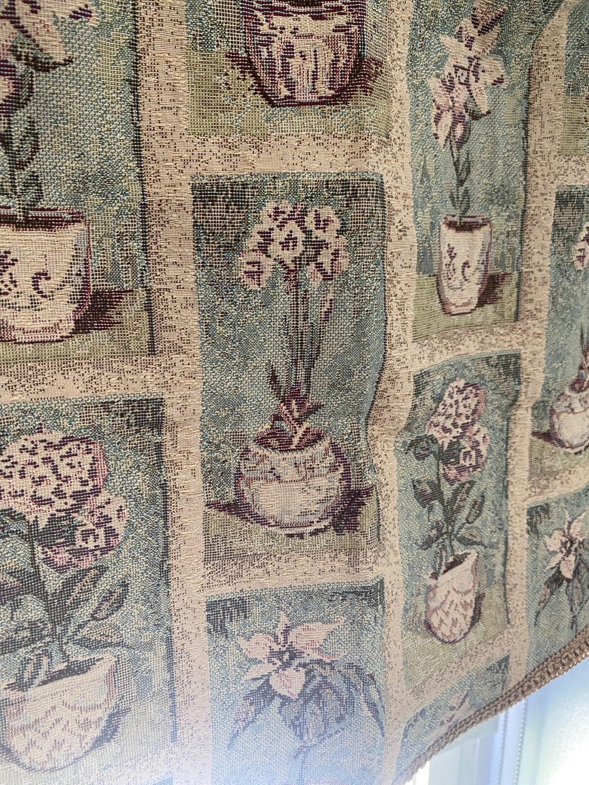Floral Rod Pocket Tapestry Valance for Windows in Bedroom, Kitchen, Living Room