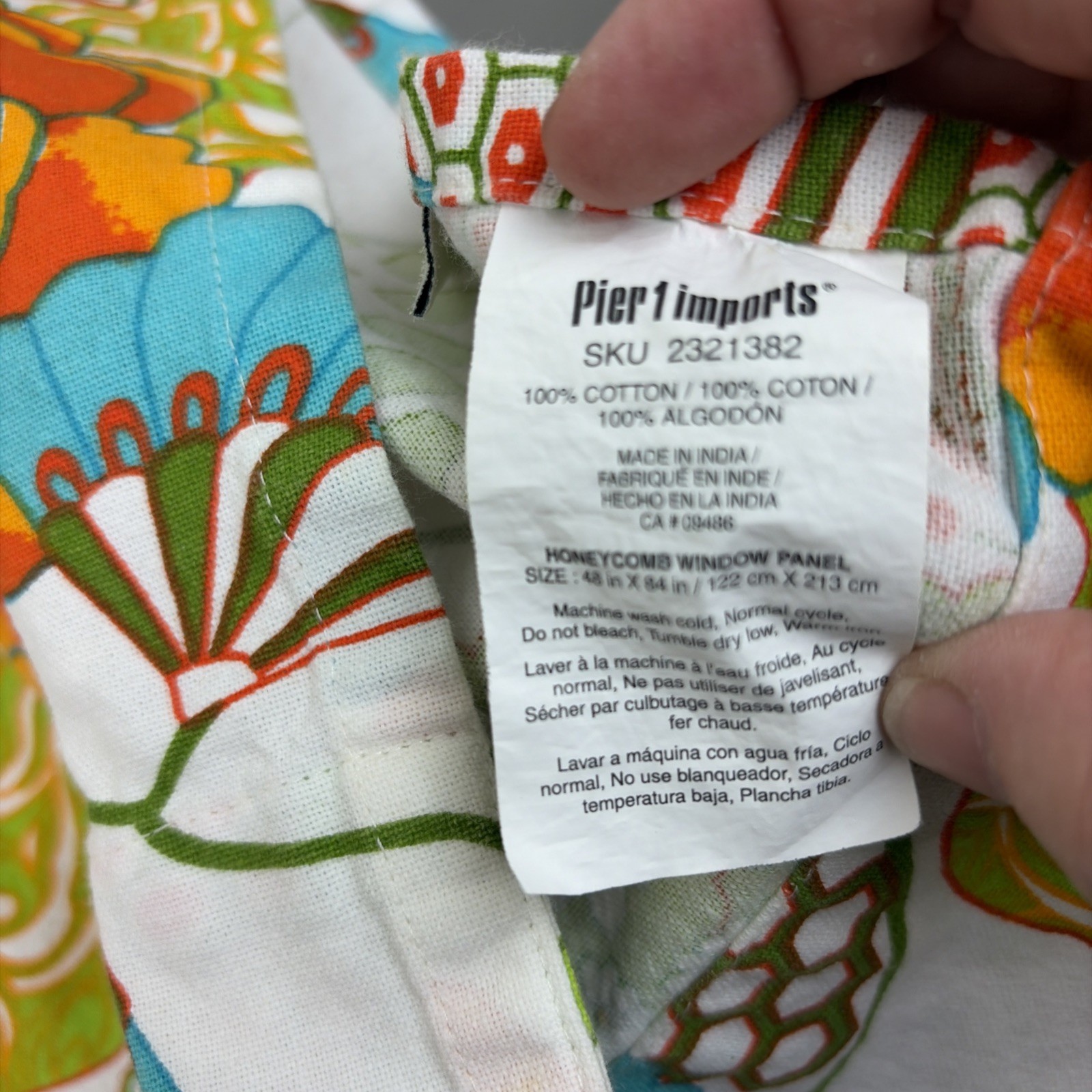 (2) Pier One Vibrant Bold Floral Panels Curtains 48”x84” Set Of 2 Retro Inspired