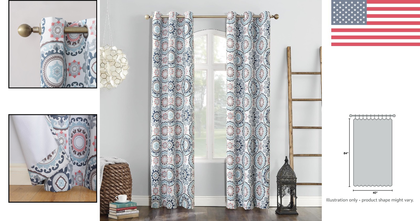 Luxurious Blackout Grommet Curtain Panel – Stone, 40″W x 84″L, Noise Reduction