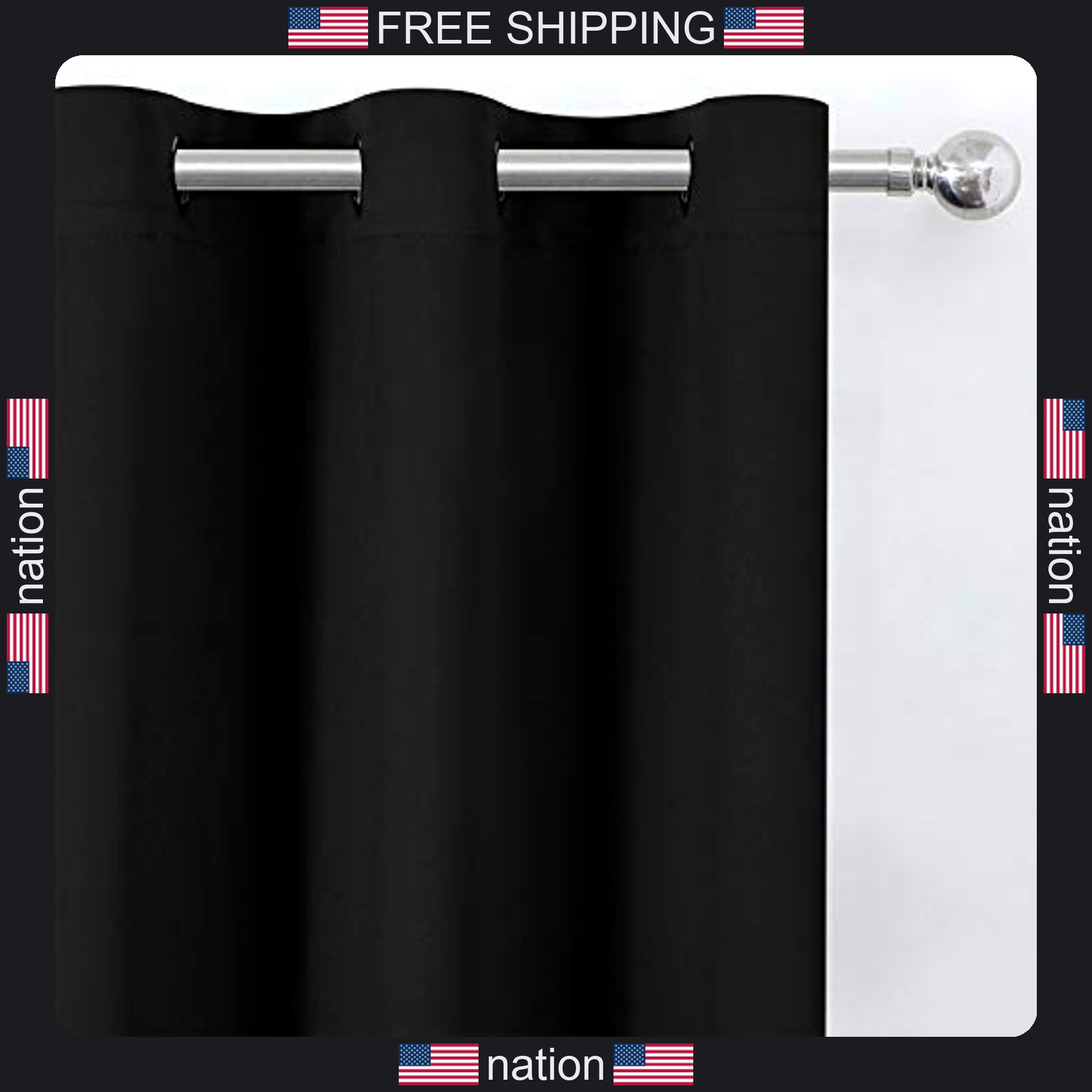 LEMOMO Blackout Curtains 52 x 84 inches Long Black Curtains Set of 2 Panels