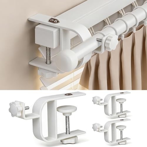 Over Blinds Curtain Rod Brackets for Inside & Outside Mounted, No White-3 Pcs