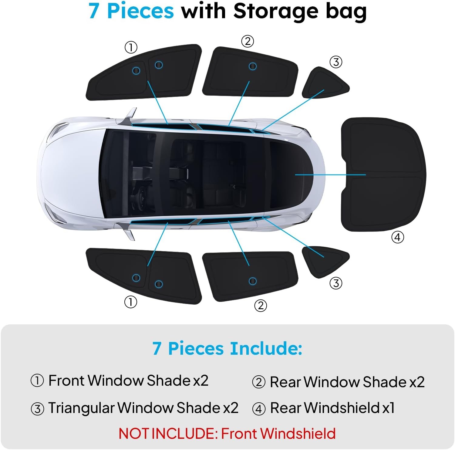 2025 Upgrade Tesla Model Y 7 PCS for Y (2020-2024), Sliver Black