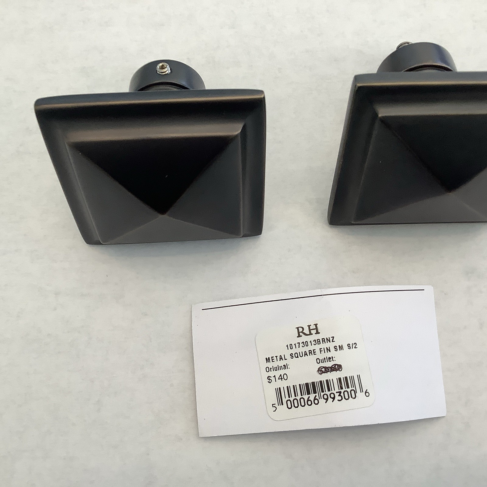 Restoration Hardware Easton Solid Brass Square Finials (Set of 2) Bronze