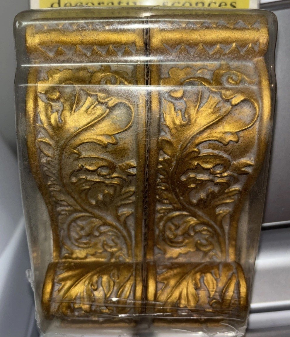 SET 2 Wall Drapery Sconce Corbels Curtain Rod Swag Holders Antiqued Gold 6×1.75”
