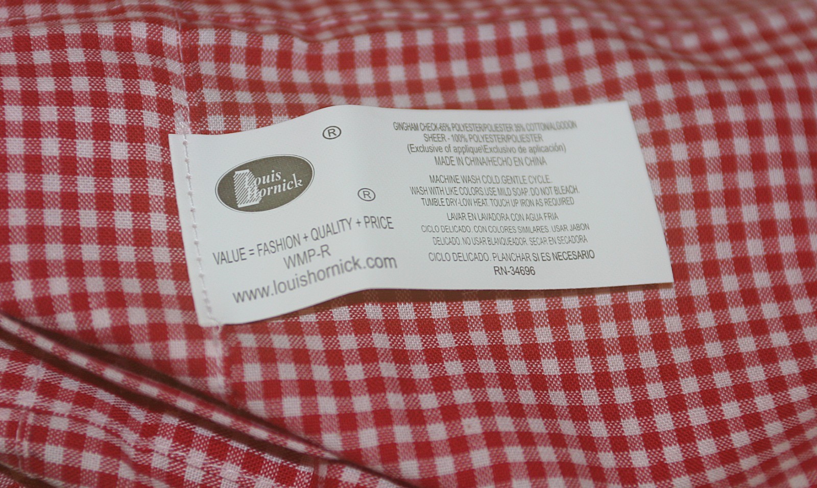 Red Gingham strawberries Valance Country Cottage Curtain 13.5″ x 60″ Rod Pocket