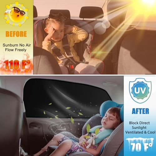 Magnetic Car Side Window Shades 4 Pack, 100% Black-Smooth Blackout (4PCS)