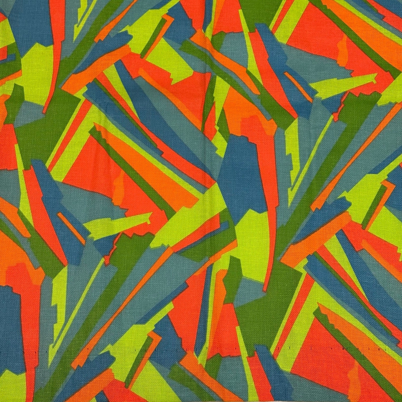 Bright Funky Abstract Geometric Curtain Panels 29×40″ Set of 2 Orange Green Blue
