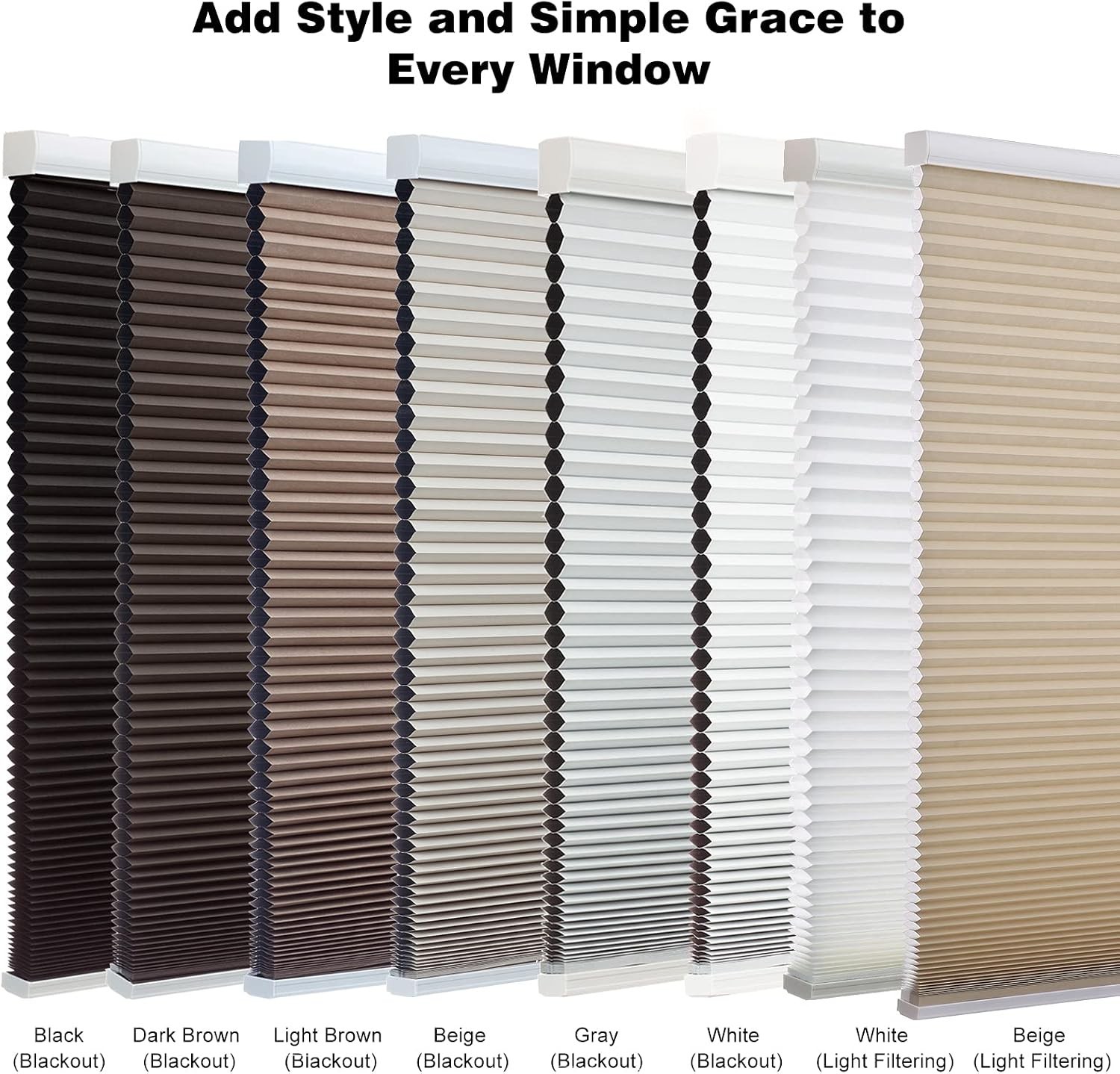 Cordless Cellular Shades,Blackout Honeycomb Shades for Windows,Pull Down Plea…