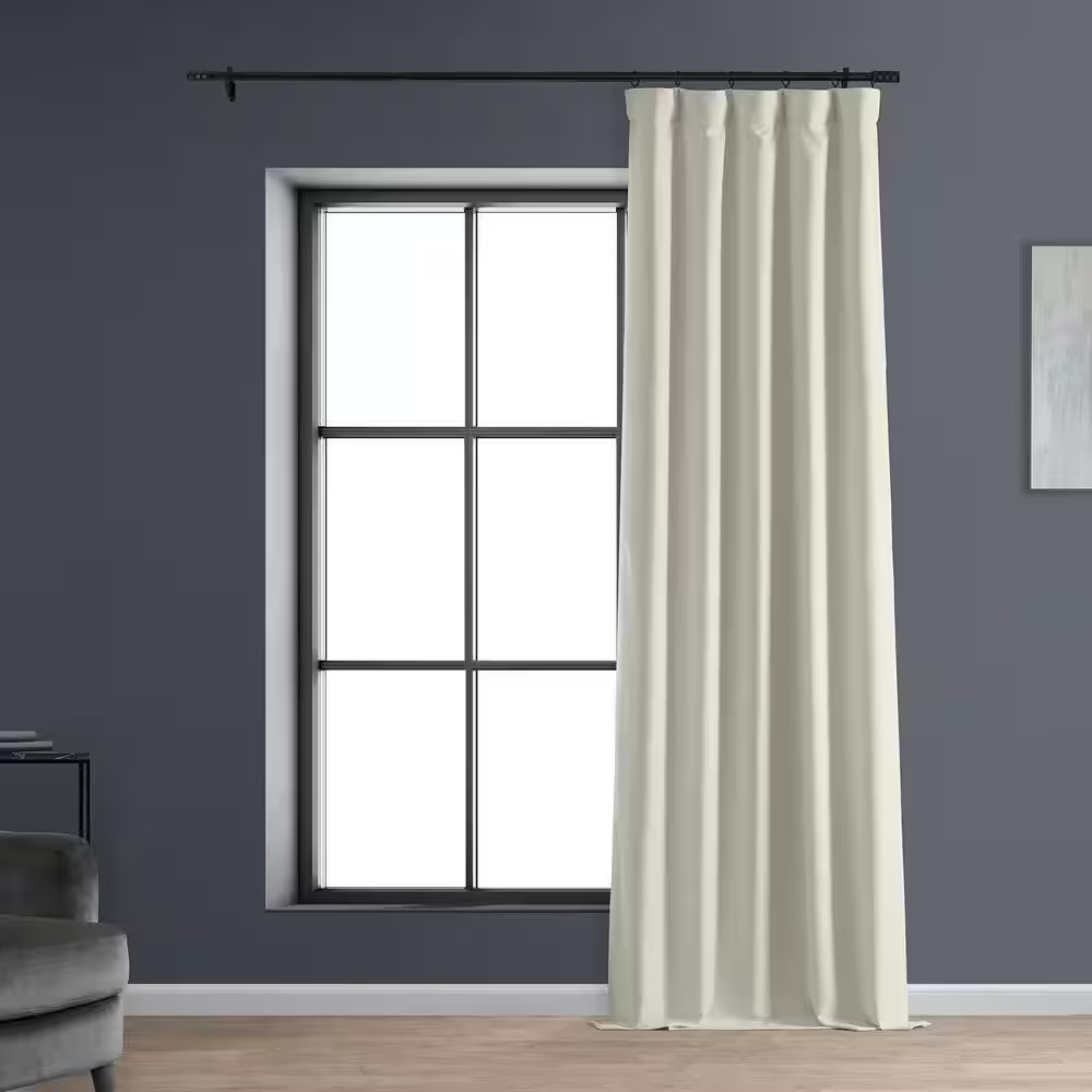Signature off White Faux Linen Solid Curtain 50 In. W X 96 In. L – Rod Pocket Bl