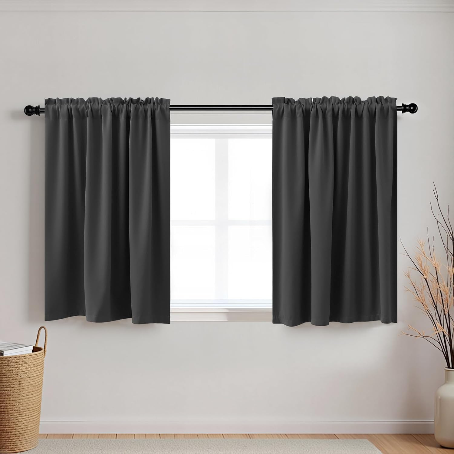 30 Inch Long Curtains for Small Windows Blackout Thermal Insulating Short Windo