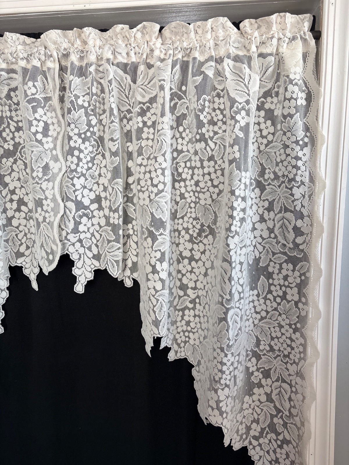 Sheer Floral Lace Cream Curtain Swag 72″W x 39″L Elegant Window Treatment