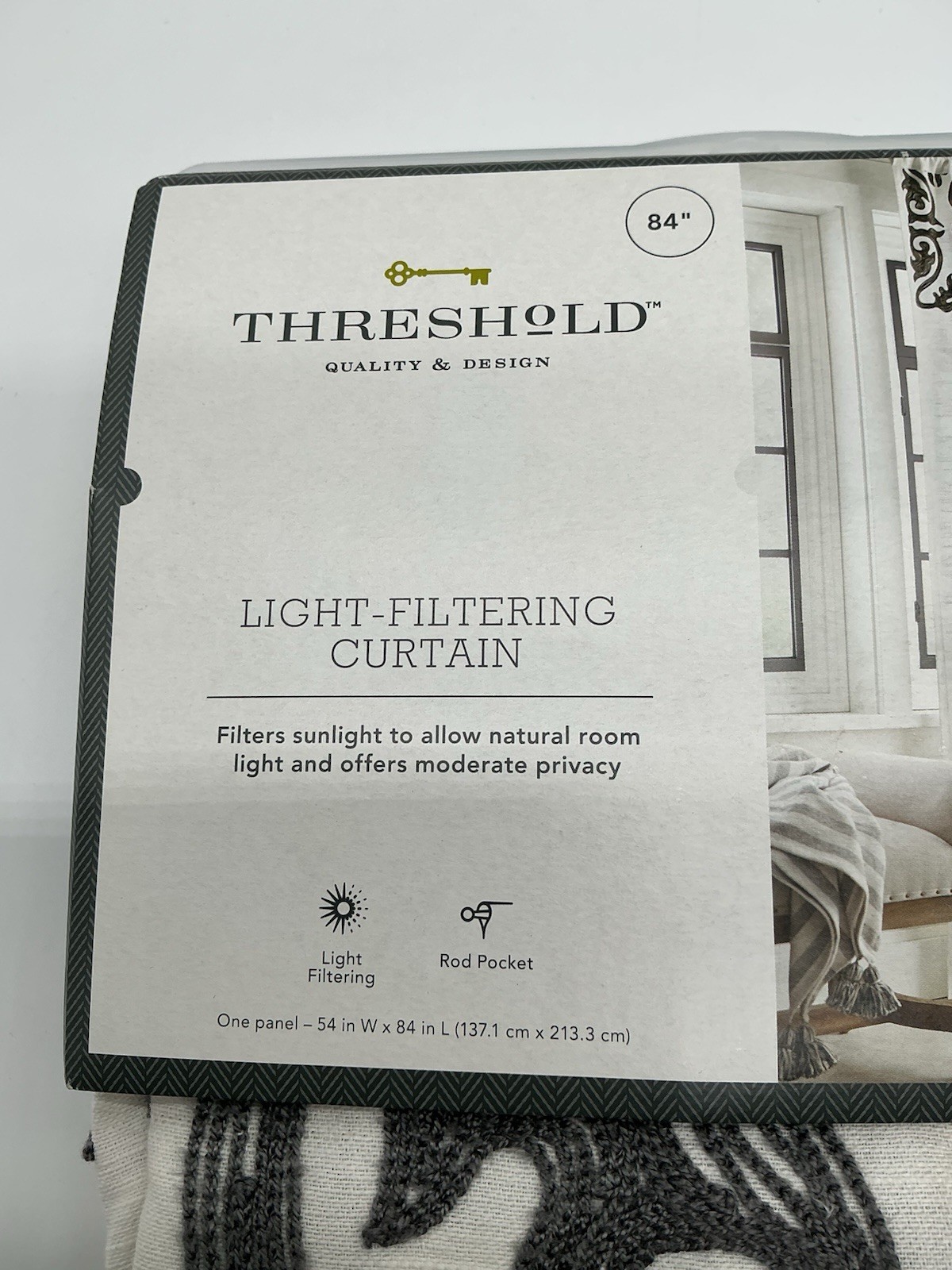 Threshold Quality and Design Light- Filtering Curtain One Panel 54×84 Inches