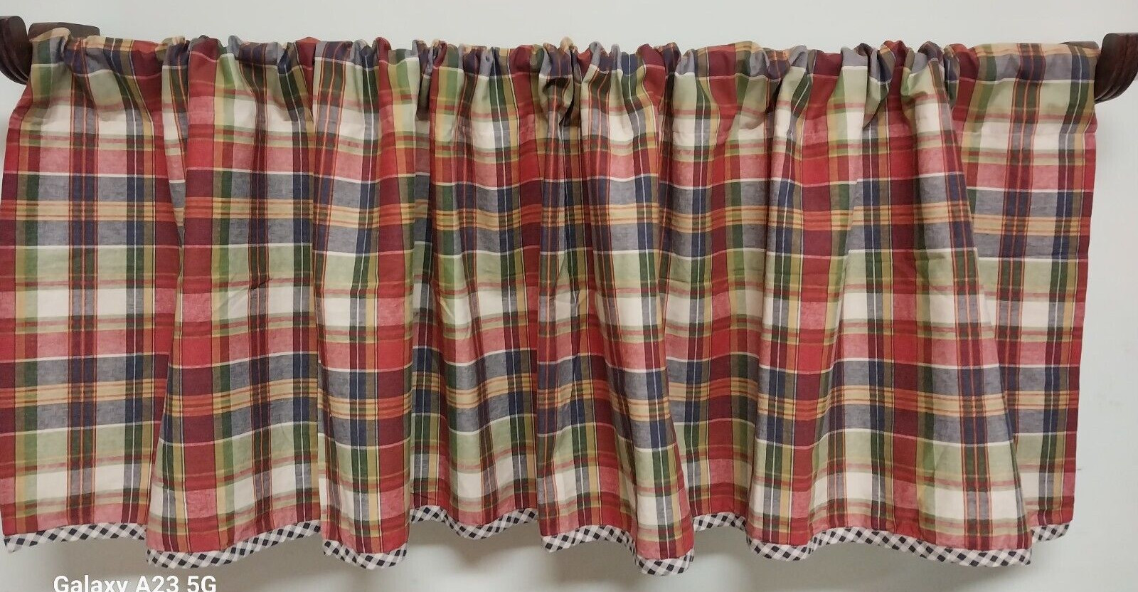 Chaps Madras Plaid Valances-Set of 2-So Pretty! 63″ by 17″ long-Lined Cotton