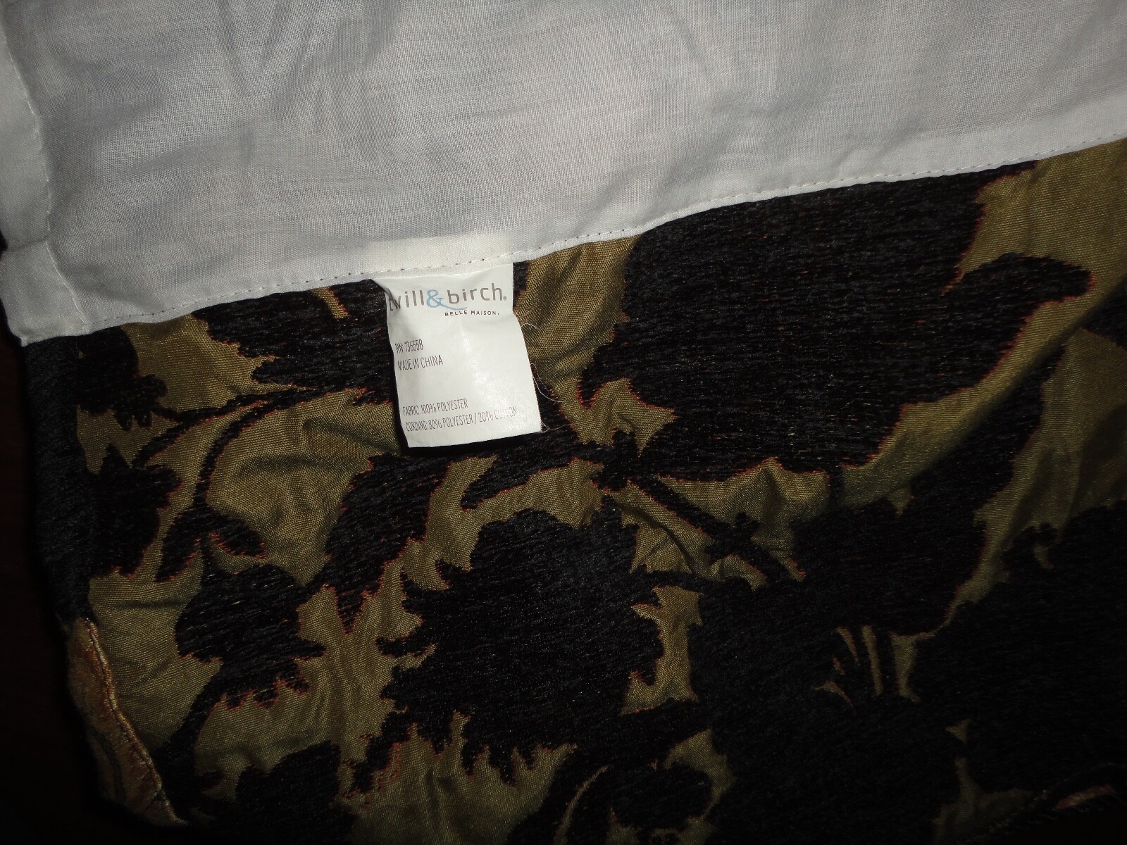 TWILL & BIRCH BLACK TERRACOTTA GOLD FLORAL CHENILLE (1) SCALLOPED VALANCE 18X52