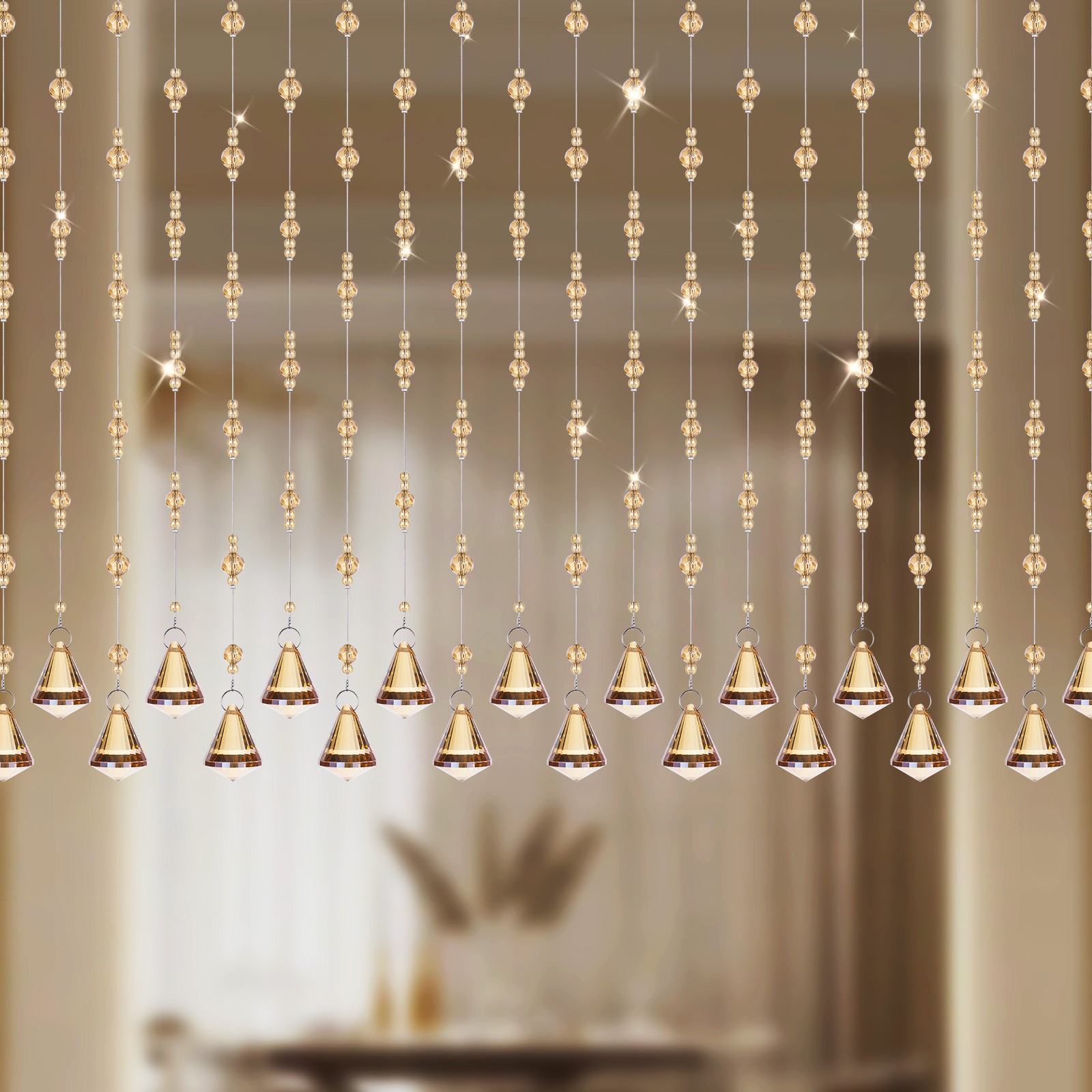 20/40 Line Crystal Beaded Curtain Hanging Door Glass Room Divider Festival Decor