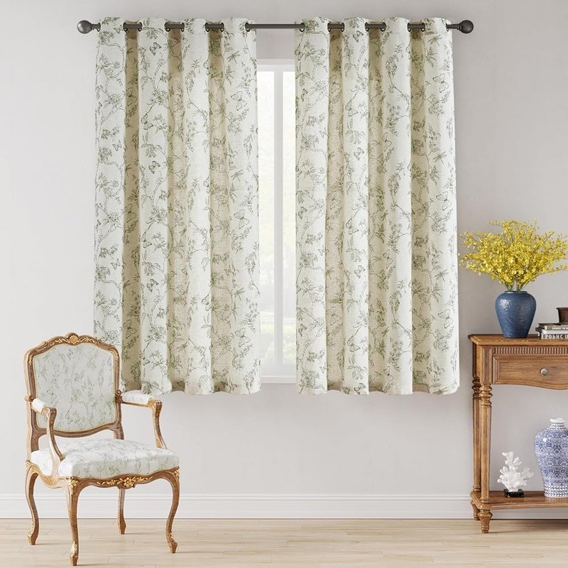 Linen Textured Light Filtering Curtains W/ Antique Bronze Grommets Home Decor US