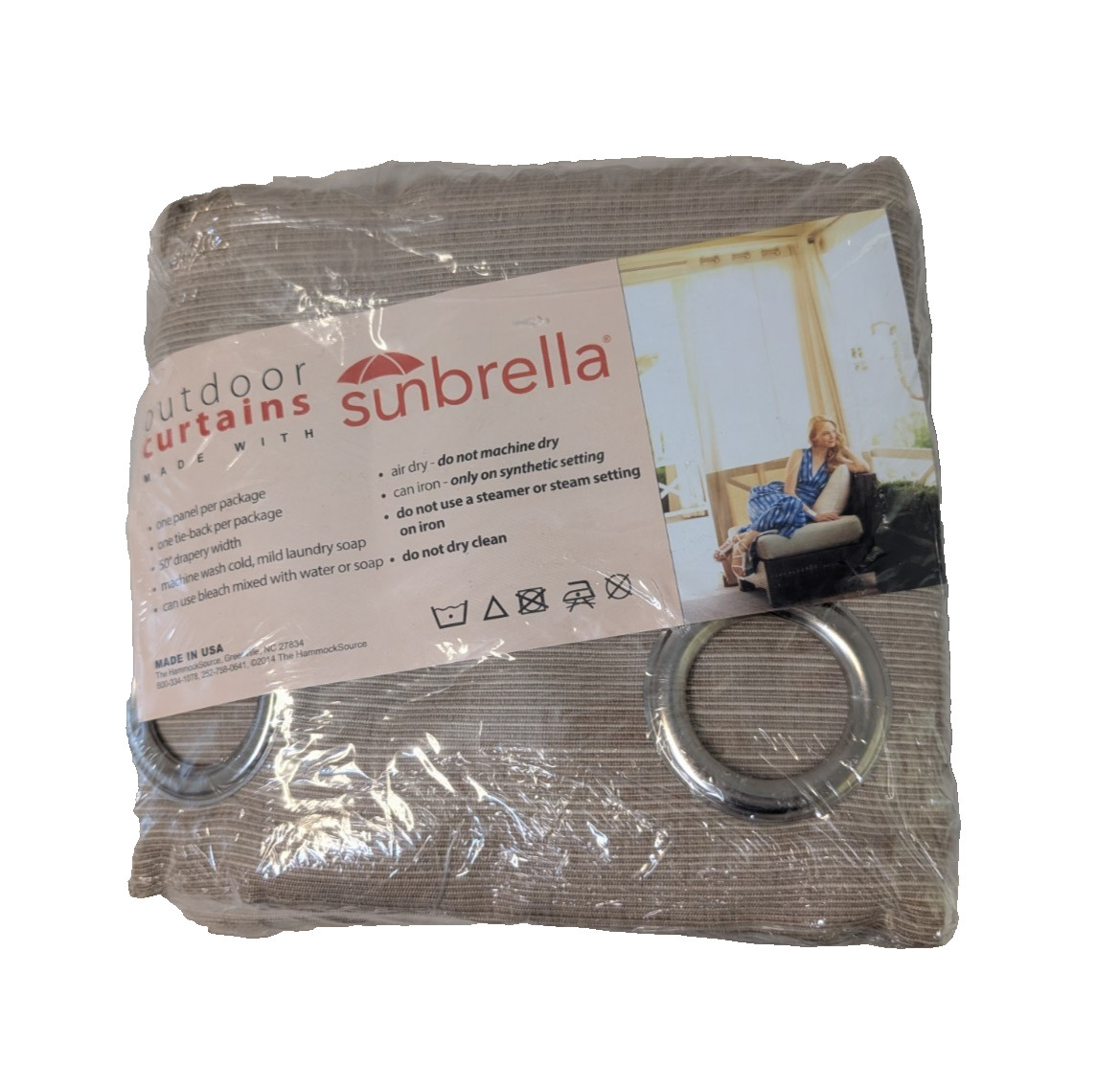 Sunbrella Dupione Pearl Outdoor Curtain with Nickel Plated Grommets 50 in. x 120