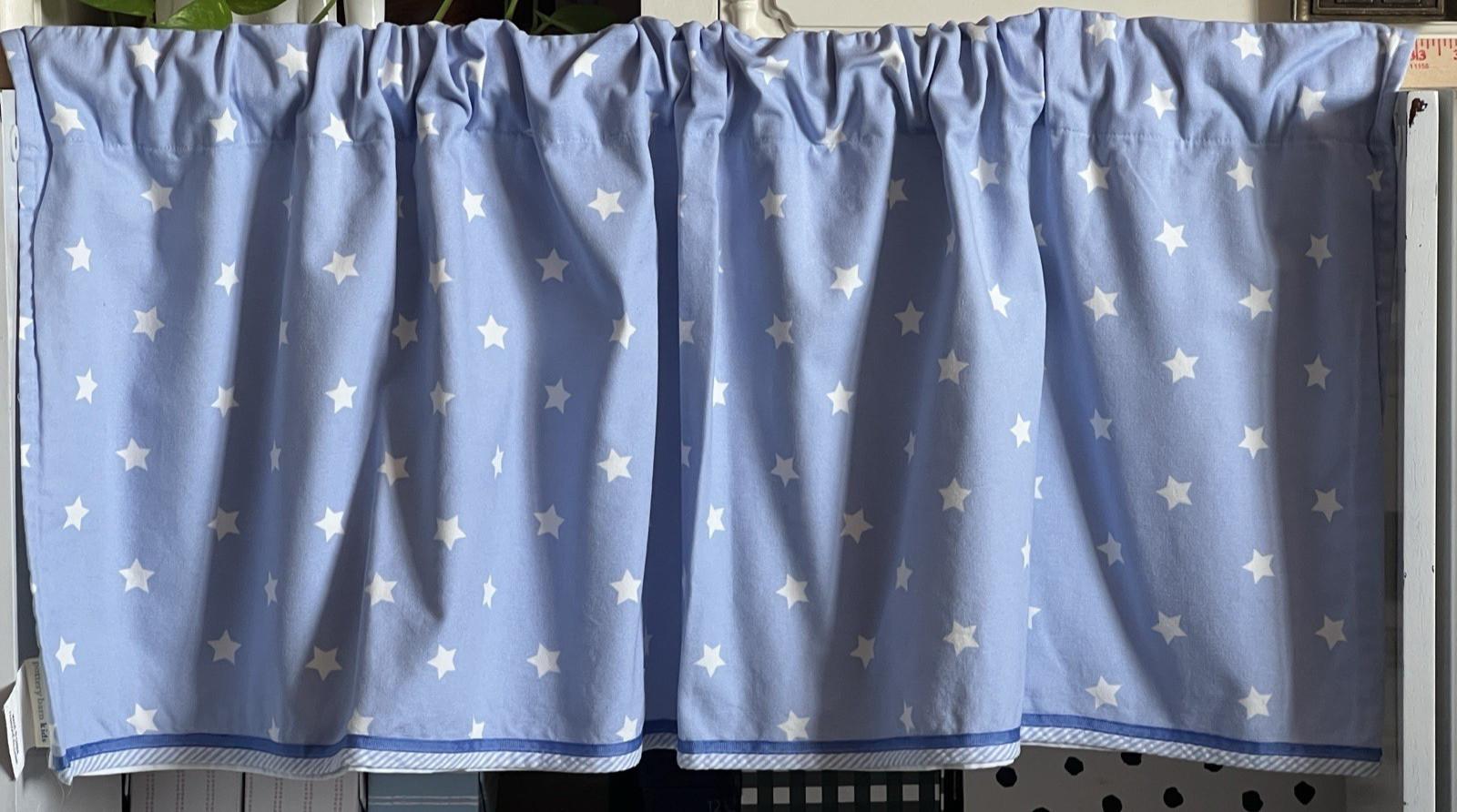 POTTERY BARN KIDS Window Valance 44” x 18” Stars Blue Lined Nursery Children