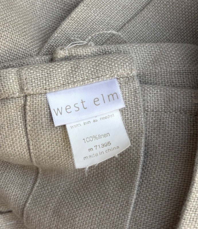 West Elm 100% Linen (2) Curtain Panels 46×86 Beige Rod Pocket Opaque