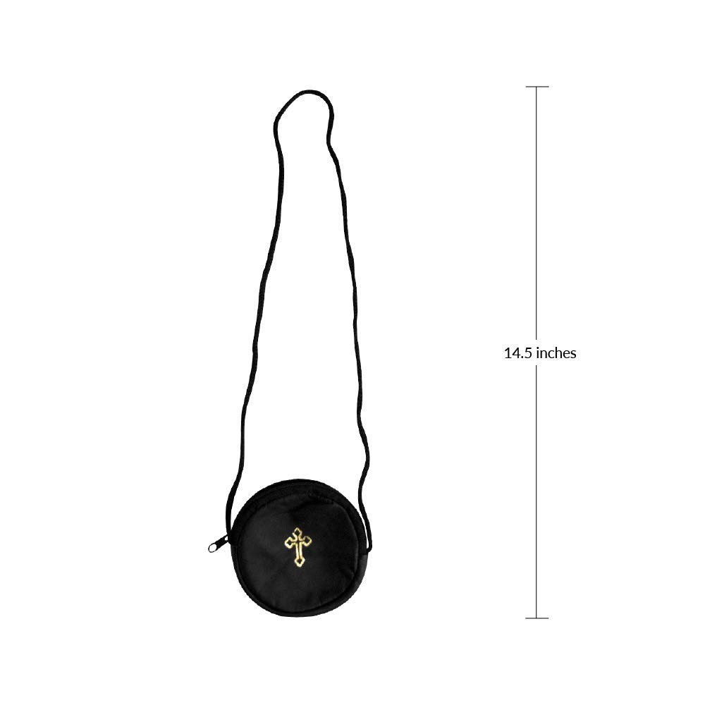 4″ Black Round Burse | Perfect for Pyx Travel and Communions | Holds Most Sin…