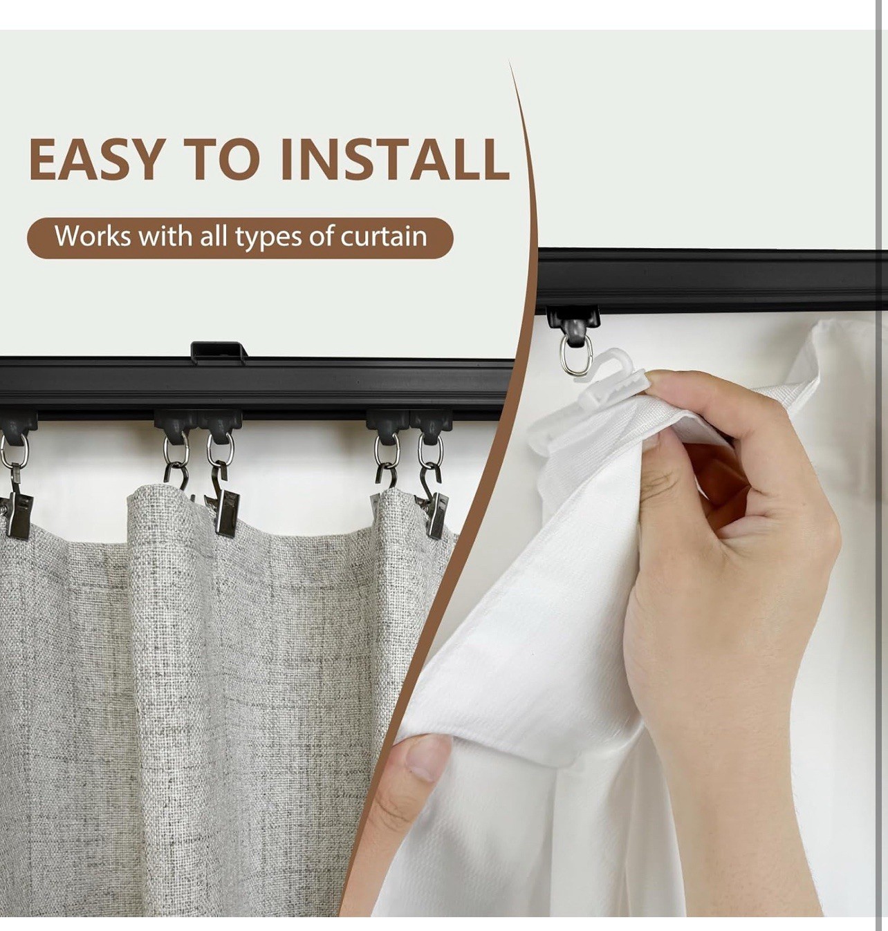 Ceiling Curtain Track Ceiling and Wall Mounted Heavy-Duty Curtains Rails 6ft.