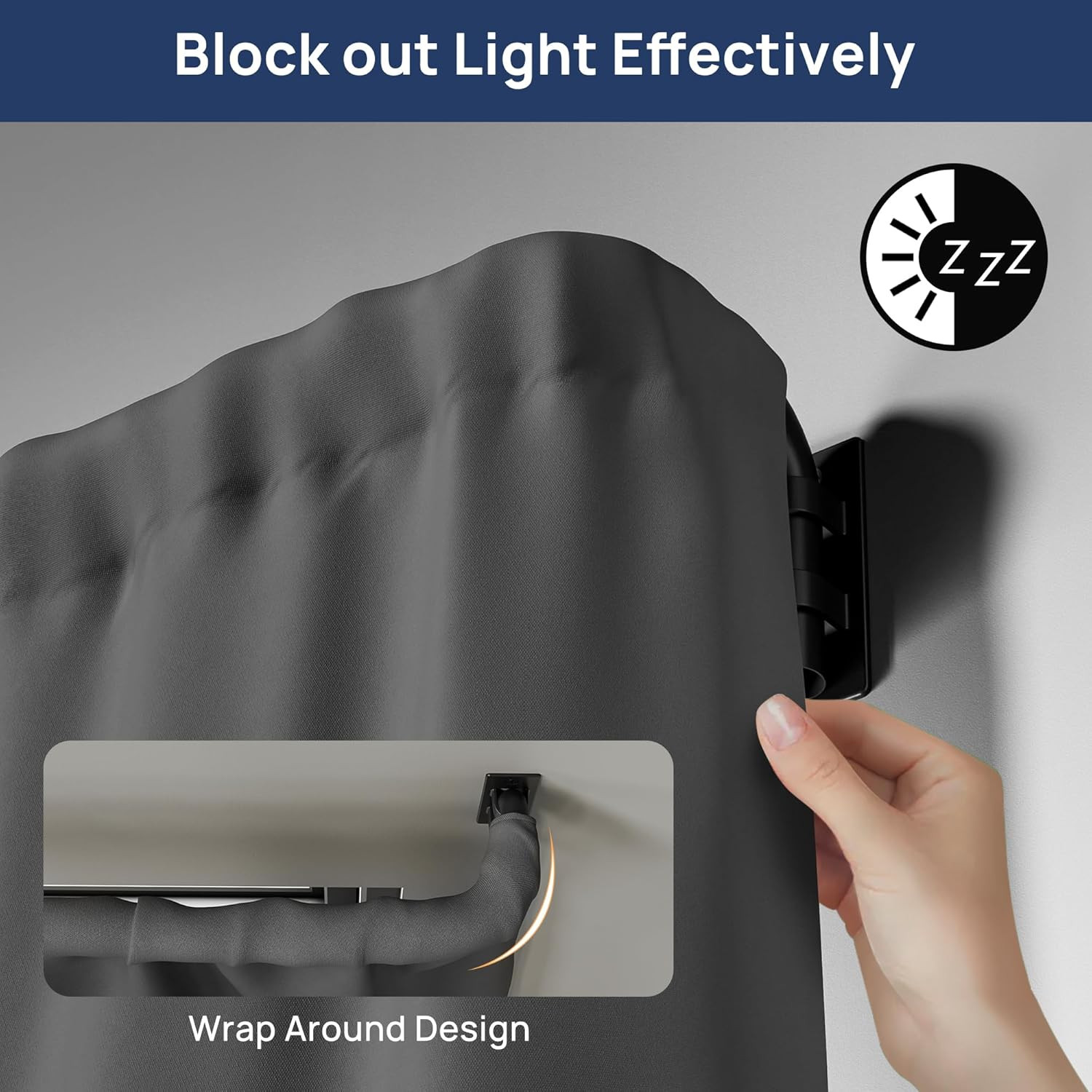 Blackout Curtain Rod Wrap Around Adjustable Window Rod Room Darkening