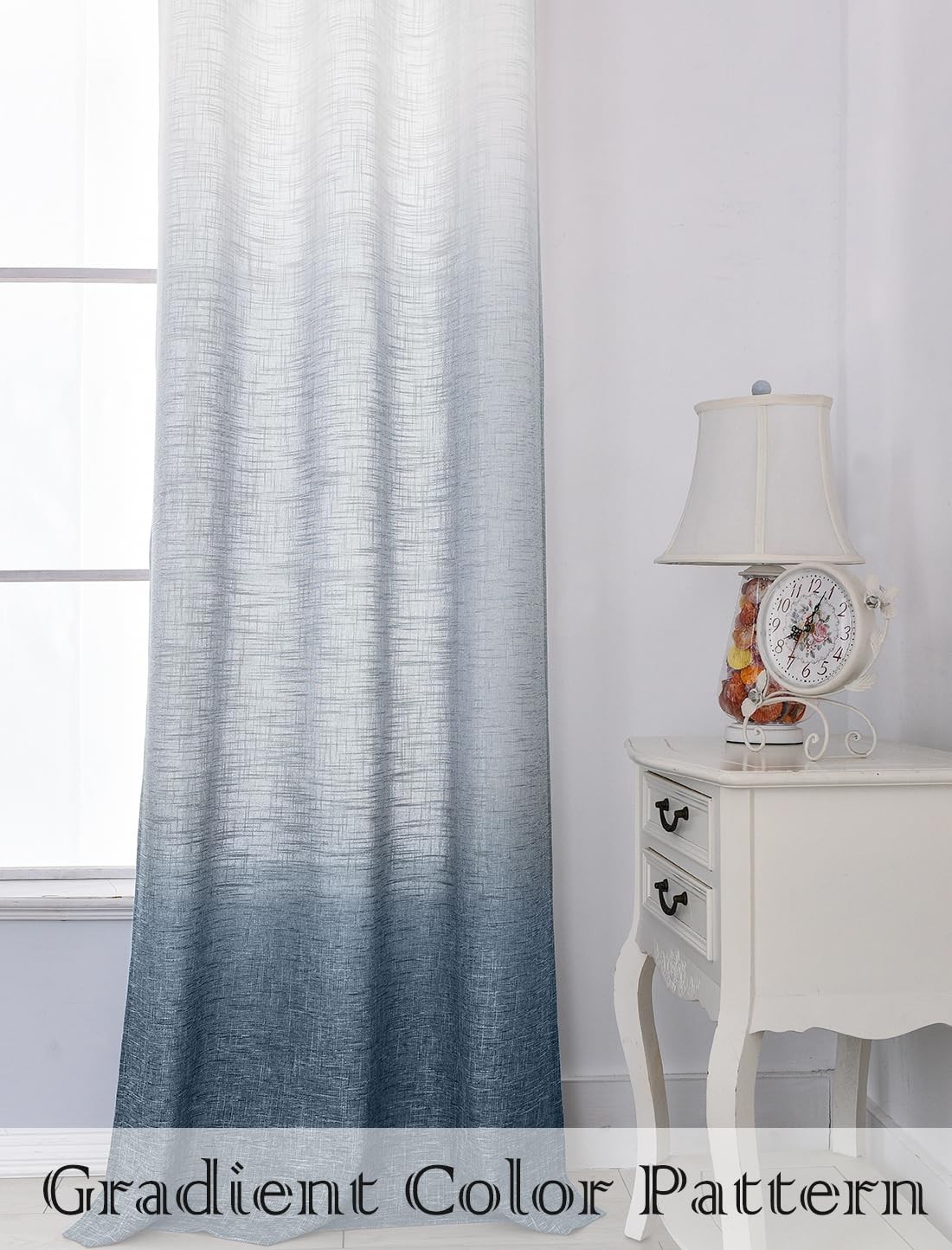 Ombre Rayon Blend Heavy Linen Texture Window Curtain Panel 6 Grommets Top Gra…