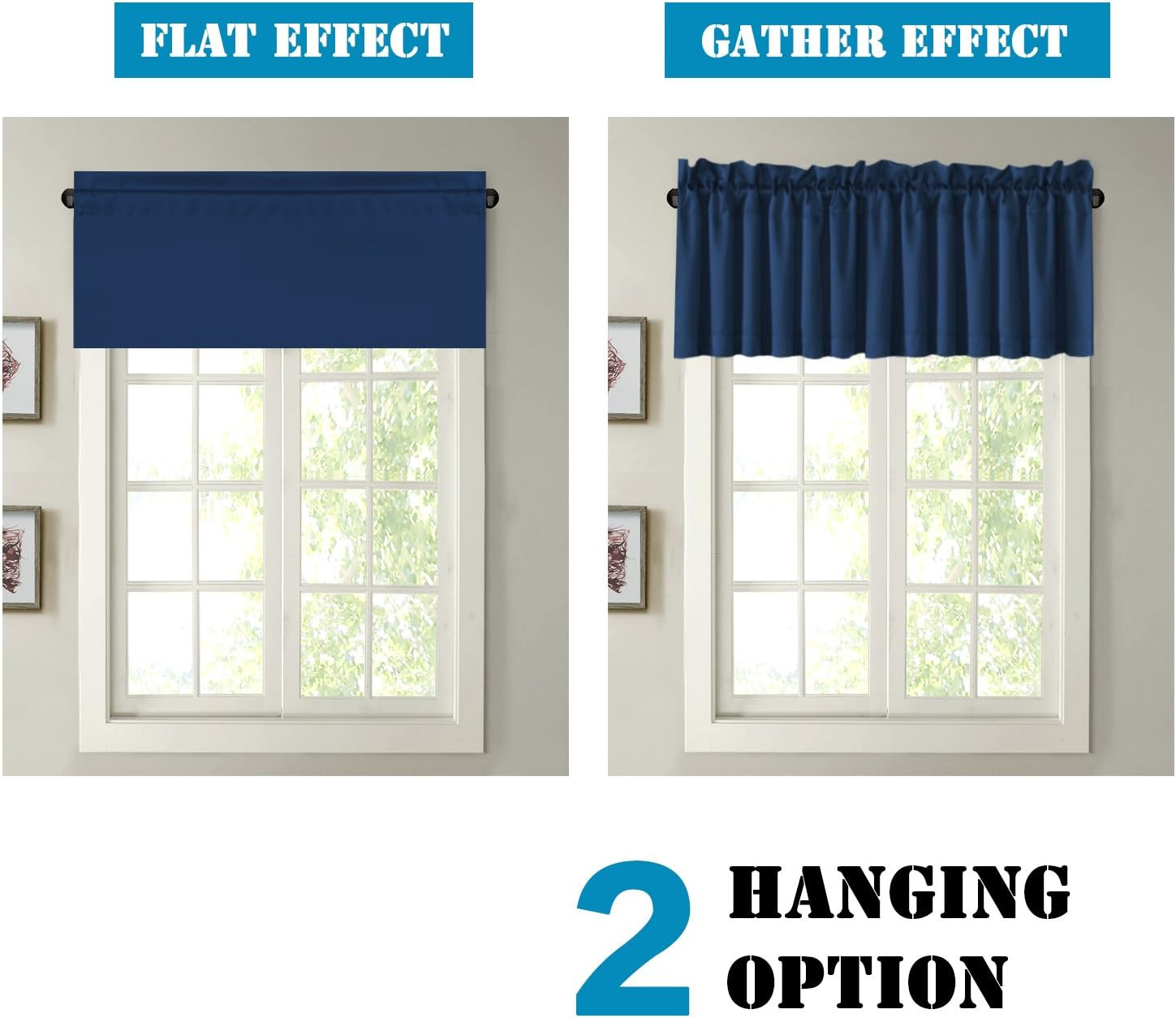 Blackout Valances for Windows,Navy Blue Short Window Valance Curtains for Living