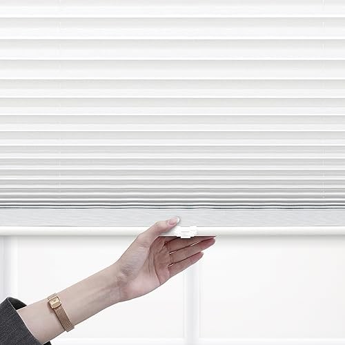 Cordless 1″ Light Filtering Pleated Shade – White – 21.5″ W x 48″ H – White