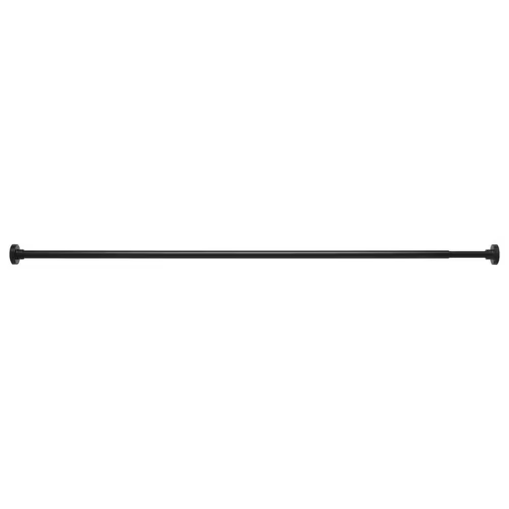 43 in. – 72 in. Tension 3/4 in Single Curtain Rod Kit Matte Black Flat Finial