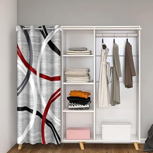 Abstract Circles Door Curtain Red Black White 42″W x 80″L (Pack of 1) Multi 28