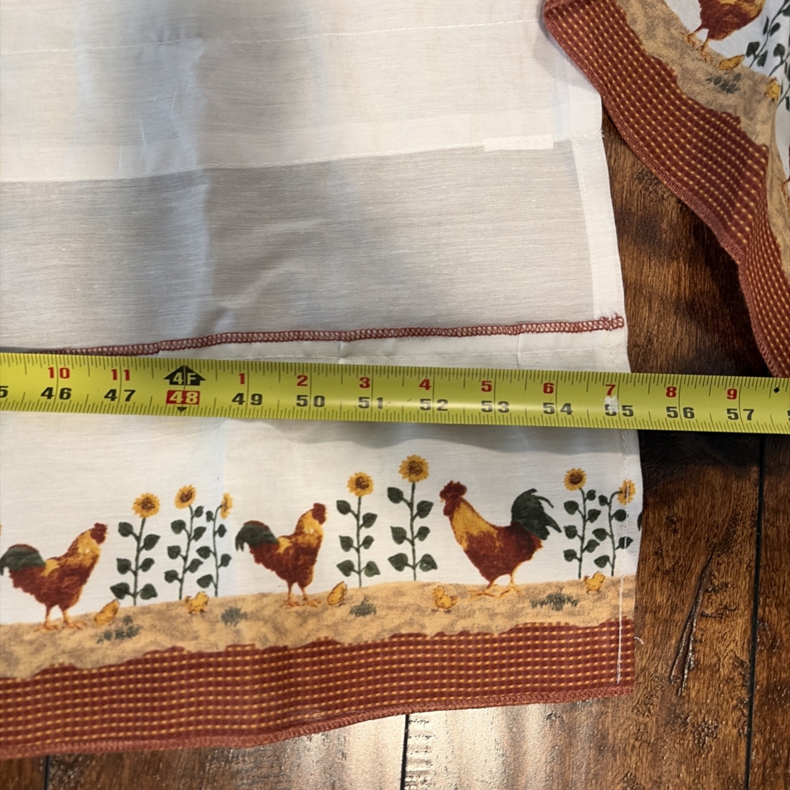 VTG 2pc Kitchen Valance Curtains Set Panels Swag Ruffle Floral Rooster Chicken