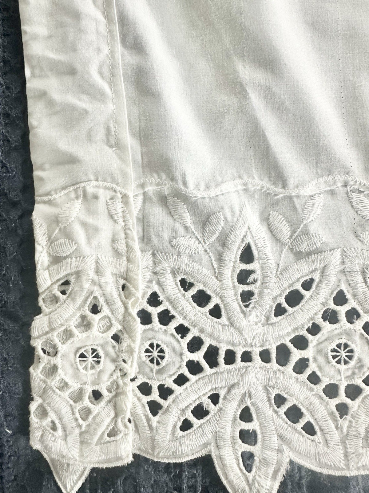 2 White 39″x39″ Custom Eyelet Trim Rod Window Treatment Curtain Drapes
