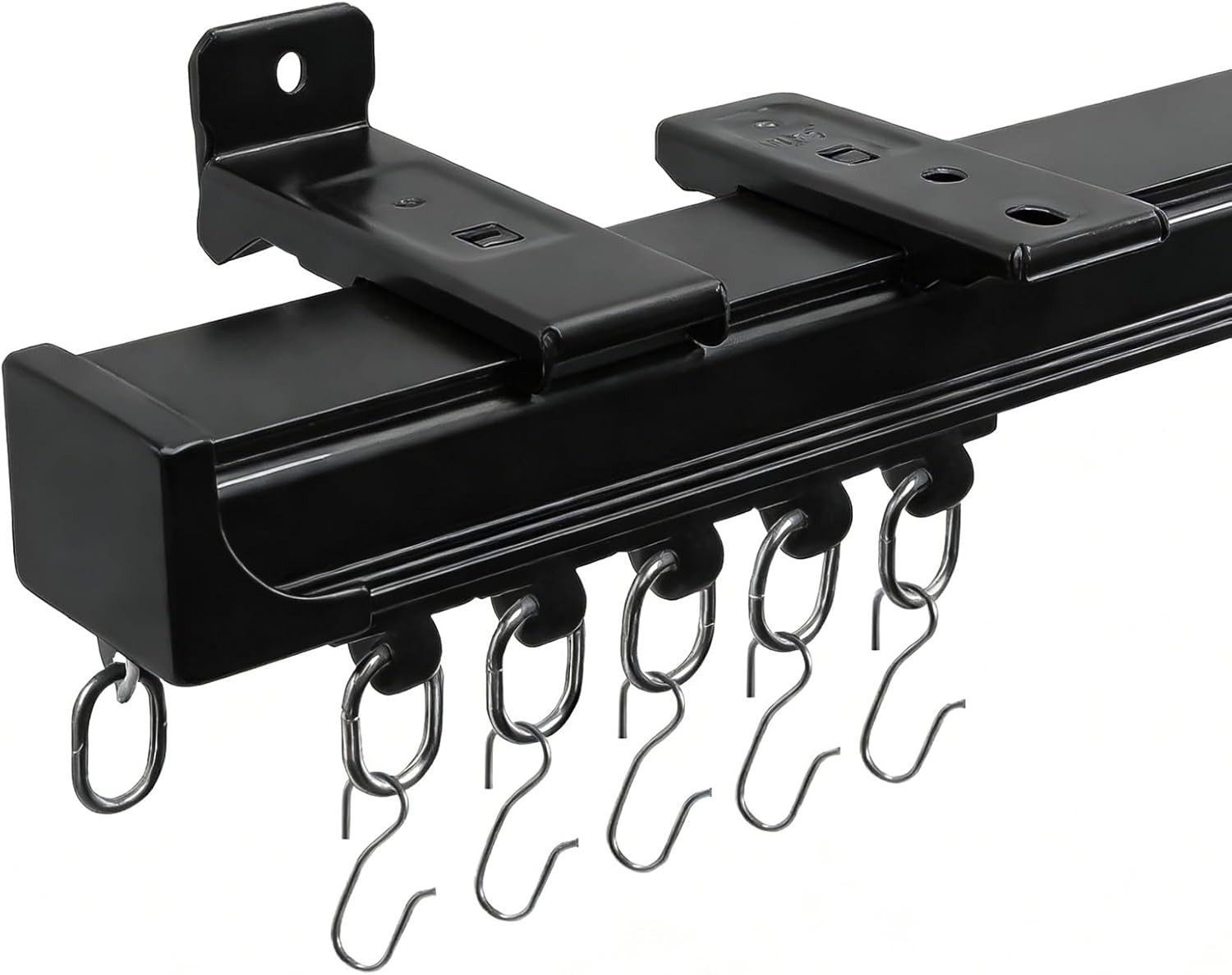 Curtain Tracks Ceiling Wall Mounted Black 6FT Curtain Tracks with Hook for Ro…