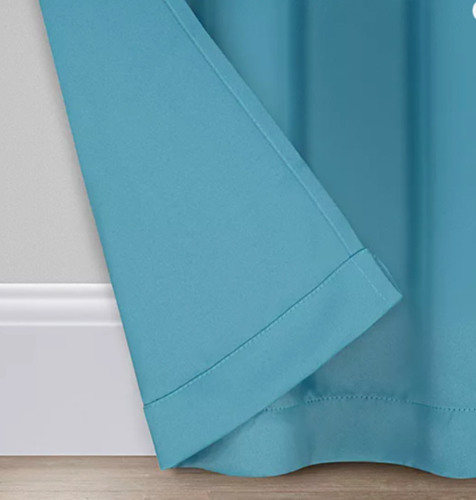 Eclipse Darrell Sky Blue Solid 37 in X 95 in. Blackout Rod Pocket Panel Curtain