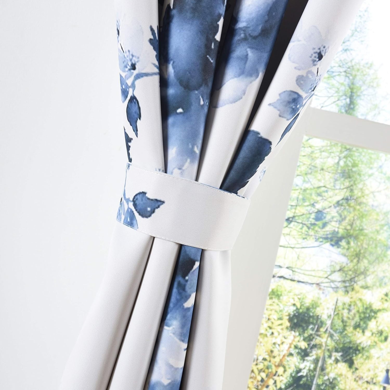 54-Inch Grommet Room Darkening Curtains – Elegant Chinese Ink Floral Design